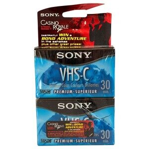 Sony VHS-C Premium Blank Camcorder Video Tapes 30 SP / 90 EP Sealed 2 Pack New*